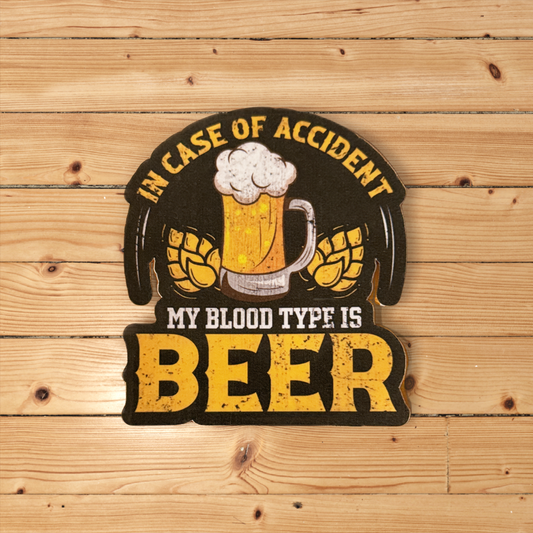 My Blood Type is Beer 3" Sticker